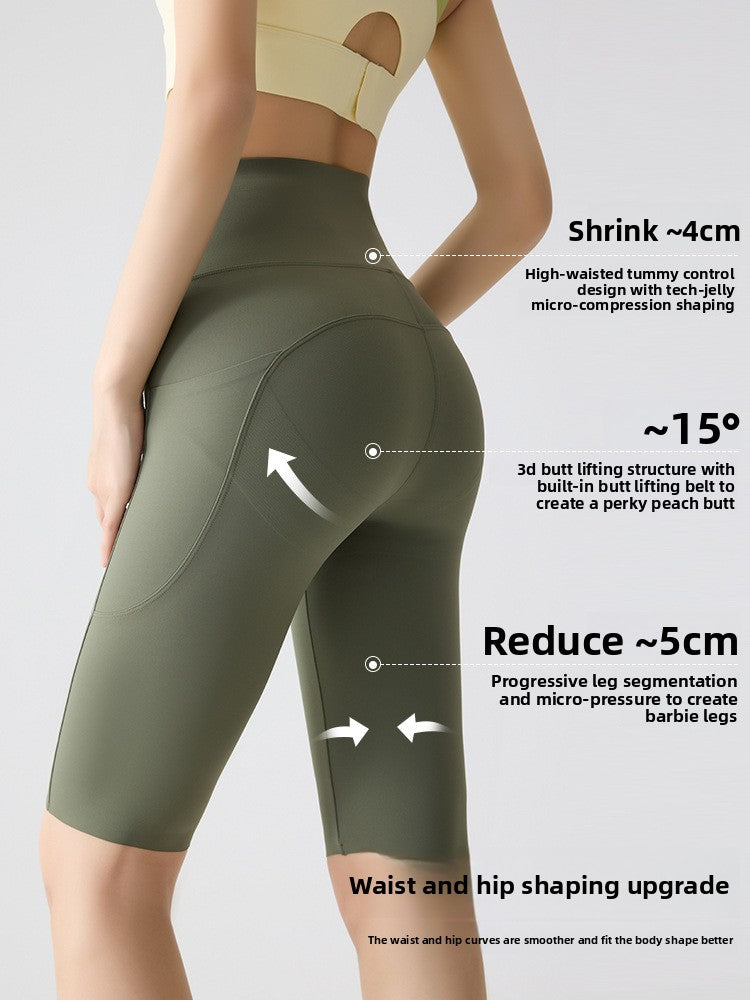 Womens High-Waisted Quick-Dry Yoga Shorts with Pockets