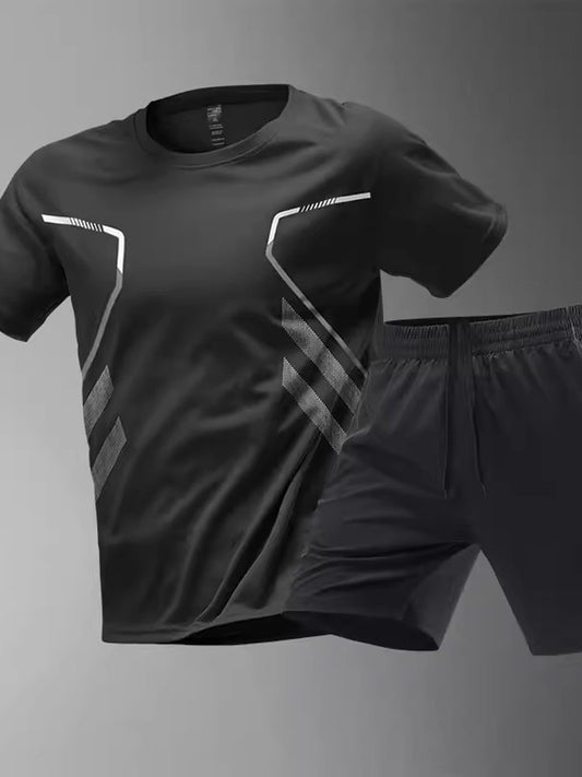 Men's Quick-Dry Sports T-Shirt and Shorts Set