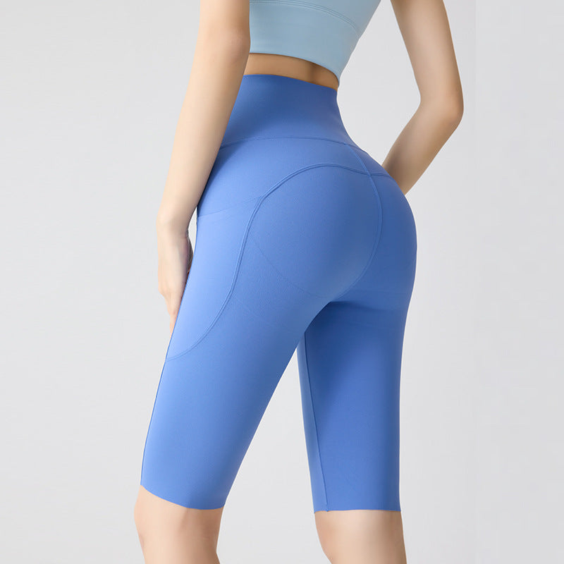 Womens High-Waisted Quick-Dry Yoga Shorts with Pockets